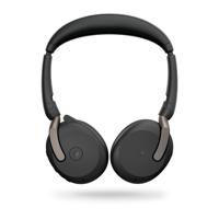 Jabra Evolve2 65 Flex Link380c MS On Ear headset Bluetooth Stereo Zwart Noise Cancelling Headset, Microfoon uitschakelbaar (mute), Volumeregeling, Inductie, - thumbnail