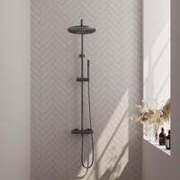 Brauer Gunmetal Carving Opbouw Thermostatische Regendoucheset - Hoofddouche 30 cm - Staafhanddouche - Doucheslang - Gunmetal Geborsteld Pvd - thumbnail