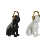 Decoratieve figuren Home ESPRIT Wit Zwart Gouden Hond 12 x 18 x 30 cm (2 Stuks) - thumbnail