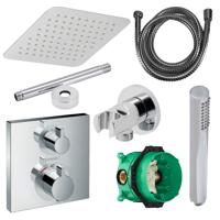 Hansgrohe Ecostat Regendoucheset Inbouw Plafonduitloop met Handdouche en Hoofddouche 30cm Thermostaat Vierkant Chroom - thumbnail