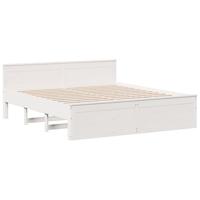 Bedframe zonder matras met hoofdbord grenenhout wit 200x200 cm - thumbnail
