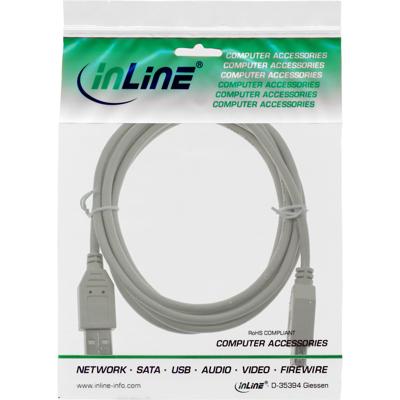 InLine 34605X USB 2.0 verlenging, stekker/bus, type A, beige/grijs, 5 m