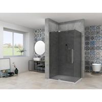 Van Rijn Products ST08 Nis Draaideur - 120x200cm - grijs rookglas - dikte 8mm - 2 delig - muurprofiel - stabilisatiestang - RVS ST08300120GRBN - thumbnail