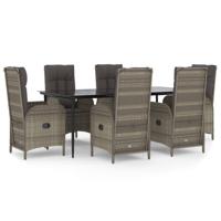 7-delige Tuinset met kussens poly rattan zwart en grijs - thumbnail