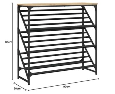 VidaXL Schoenenrek 90x30x85 cm bewerkt hout sonoma eikenkleurig VidaXL Schoenenrek 90x30x85 cm bewerkt hout sonoma eikenkleurig