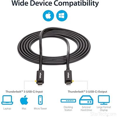 StarTech.com USB-C kabel (USB-C naar USB-C kabel voor maximaal 5K 60Hz video-overdracht, 2m USB-C verlengkabel) (TBLT3MM2MA)