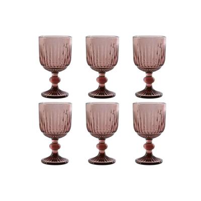 Set van bekers Home ESPRIT Roze Kristal 8 x 8 x 14,5 cm (6 Stuks)