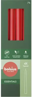 Bolsius gotische kaars essentials 2.4x24.5cm delicate red 4 stuks