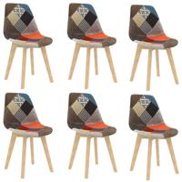 Vidaxl Eetkamerstoelen 6 St Met Patchwork Ontwerp Stof Meerkleurig - thumbnail