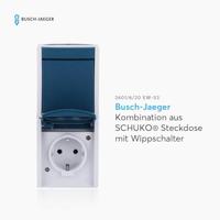 Busch-Jaeger 2601/6/20 EW-53 Ocean (opbouw) Schakel-/stopcontact combinatie spatwaterdicht Blauw, Groen - thumbnail