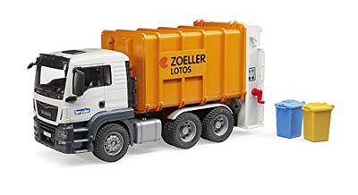 bruder MAN TGS vuilniswagen zijlader modelvoertuig - thumbnail