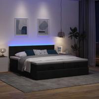 Ottoman bed met matrassen en LED's 160x200cm stof zwart - thumbnail
