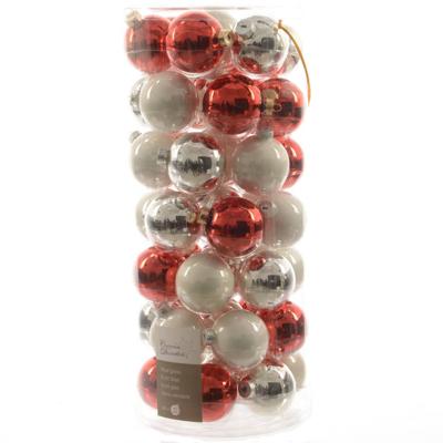 Kerstbal glas mix rood wit dia 6 cm assortie Decoris - Decoris