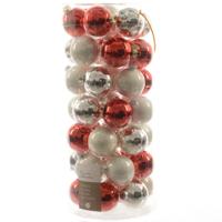 Kerstbal glas mix rood wit dia 6 cm assortie Decoris - Decoris - thumbnail