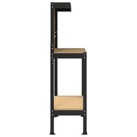 Werkbanken met plank Zwart 81 x 41 x 145 cm Bewerkt hout - thumbnail