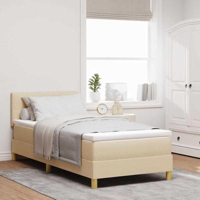 Boxspring bed met matras met hoofdeinde Crème 90 x 190 cm Stof