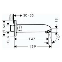 Hansgrohe Hansgrohe baduitloop E/S 3/4" DN20 chroom, chroom - thumbnail