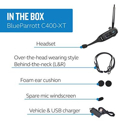 BlueParrott C400-XT – 96% Ruisonderdrukking, Compacte Bluetooth Headset met Groot Draadloos Bereik – Zwart