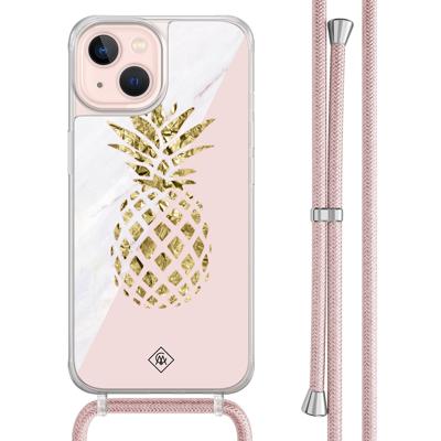 iPhone 13 hoesje met rosegoud koord - Ananas