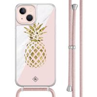 iPhone 13 hoesje met rosegoud koord - Ananas - thumbnail