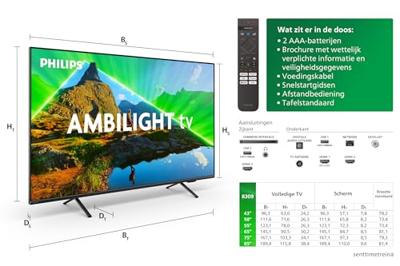 Philips 43PUS8309/12 4K UHD Ambilight TV 43 Inch Zwart Philips 43PUS8309/12 4K UHD Ambilight TV 43 Inch Zwart