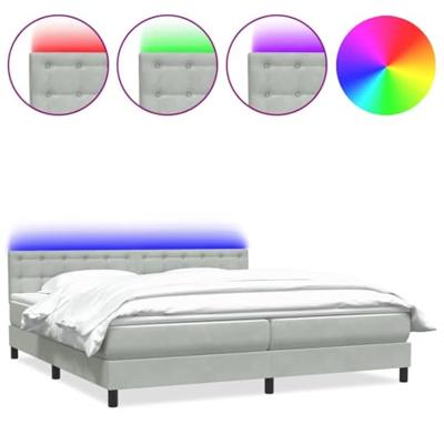 Boxspring met matras en LED fluweel lichtgrijs 180x220 cm