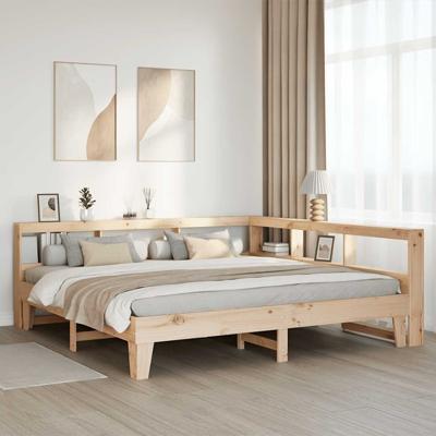 Bed met boekenkast zonder matras massief grenenhout 90x200 cm