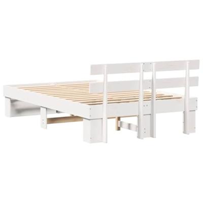 Bedframe met hoofdeinde Wit 135 x 190 cm Massief grenenhout