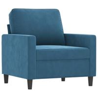 Fauteuil met voetenbank 60 cm fluweel blauw - thumbnail