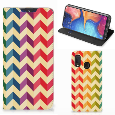 Samsung Galaxy A20e | Hoesje met Magneet | Zigzag Multi Color Samsung Galaxy A20e | Hoesje met Magneet | Zigzag Multi Color