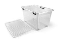 Opbergboxen met deksel 52 liter kunststof transparant set van 3 stuks - thumbnail