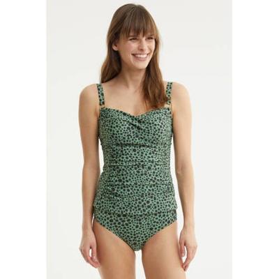 BEACHWAVE tankini bikinitop met stippen groen/zwart