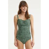BEACHWAVE tankini bikinitop met stippen groen/zwart - thumbnail