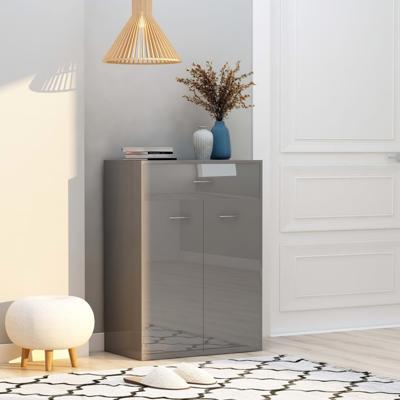 vidaXL Schoenenkast 60x35x84 cm spaanplaat hoogglans grijs