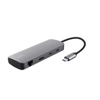 Trust DALYX 8-IN-1 MULTIPORT ADAPTER USB Hub Grijs - thumbnail