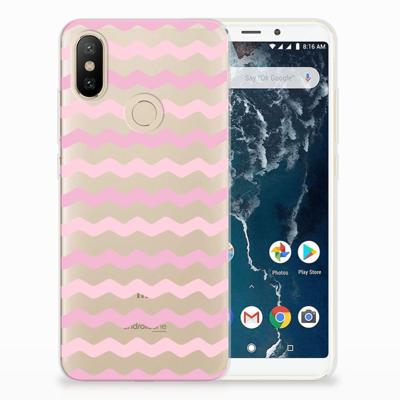 Xiaomi Mi A2 TPU bumper Waves Roze Xiaomi Mi A2 TPU bumper Waves Roze