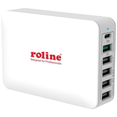 ROLINE USB Oplader, 6 Poorts (4x USB-A, 1x USB-C, 1x USB-A QC3.0), max. 60W