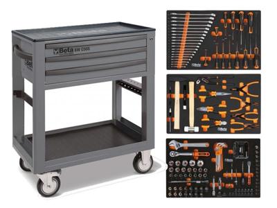 Beta BW 5000S G/3M Servicewagen met 3 laden, gevuld met gereedschap | 189 Delig - 050006342