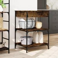 Keukentrolley 60x48x89,5 cm bewerkt hout gerookt eikenkleurig - thumbnail