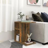 Bijzettafel 50x30x50 cm bewerkt hout gerookt eikenkleurig - thumbnail