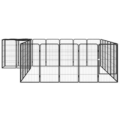 Hondenkennel 26 panelen 50x100 cm gepoedercoat staal zwart