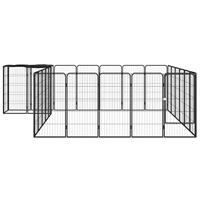 Hondenkennel 26 panelen 50x100 cm gepoedercoat staal zwart - thumbnail