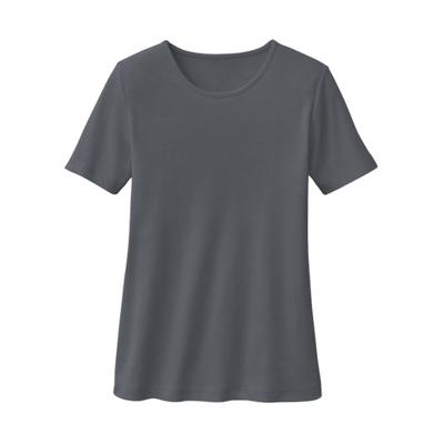 Biokatoenen shirt met ronde hals, leisteen 40/42