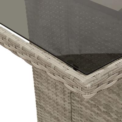 Tuintafel met glazen blad 190x80x74 cm poly rattan lichtgrijs - thumbnail