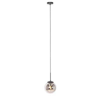 QAZQA Art Deco hanglamp zwart met smoke glas - Flore