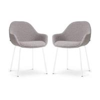 Nolon Nora-Mae Eetkamerstoelen Set van 2 - Bouclé Taupe - Witte Poten - thumbnail