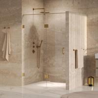 Brauer Void - Nisdeur - 2-Delig - Helder Glas - 140 x 200 cm - Omkeerbaar - met Draaideur 70 cm - Aan Glas - incl. Glascoating - PVD Goud - thumbnail