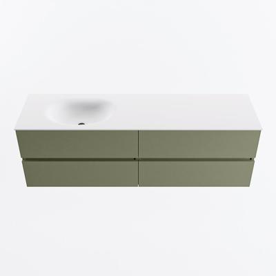 MONDIAZ VICA 160cm badmeubel onderkast Army 4 lades. Wastafel MOON links 1 kraangat, kleur Talc.