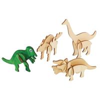 Colorations Bouwpakketje houten 3d dinosaurus, set van 4 - thumbnail