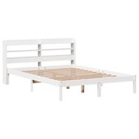 Bedframe zonder matras massief grenenhout wit 160x200 cm - thumbnail